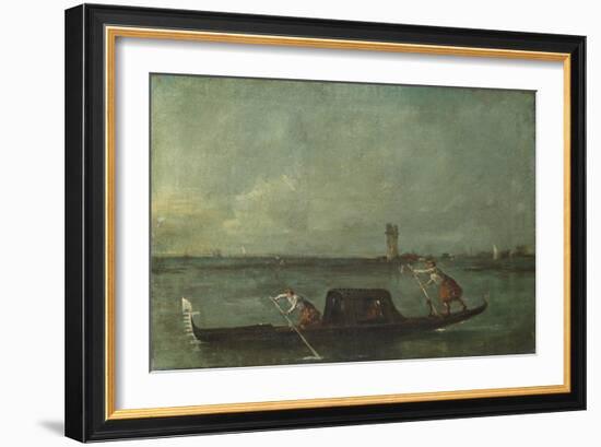 A Gondola on the Lagoon Near Mestre, after 1780-Francesco Guardi-Framed Giclee Print