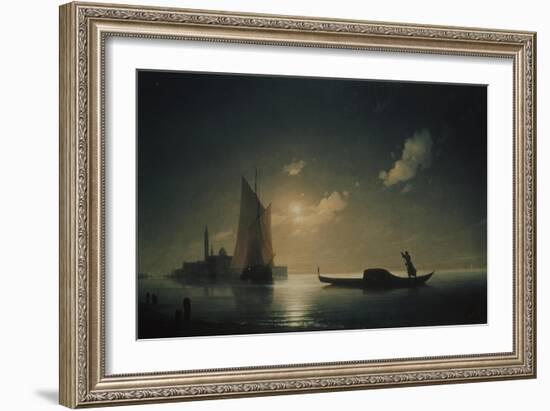 A Gondolier in Venice at Night, 1843-Ivan Konstantinovich Aivazovsky-Framed Giclee Print