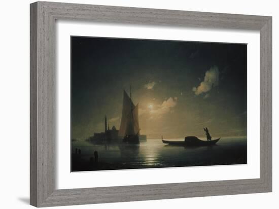 A Gondolier in Venice at Night, 1843-Ivan Konstantinovich Aivazovsky-Framed Giclee Print