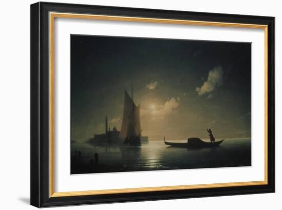 A Gondolier in Venice at Night, 1843-Ivan Konstantinovich Aivazovsky-Framed Giclee Print