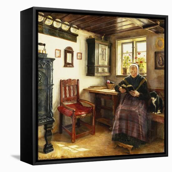 A Good Book, 1899-Anne Marie Hansen-Framed Premier Image Canvas