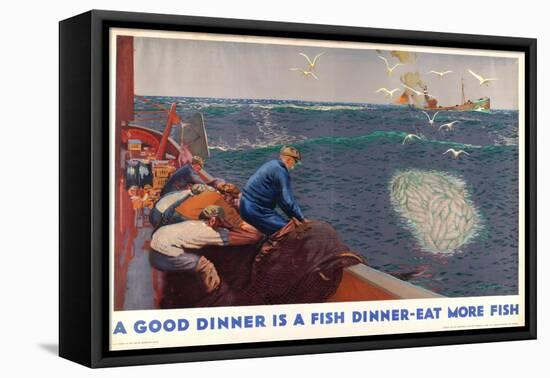 A Good Dinner Is a Fish Dinner - Eat More Fish, from the Series 'Caught by British Fishermen'-Charles Pears-Framed Premier Image Canvas