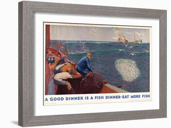 A Good Dinner Is a Fish Dinner - Eat More Fish, from the Series 'Caught by British Fishermen'-Charles Pears-Framed Giclee Print