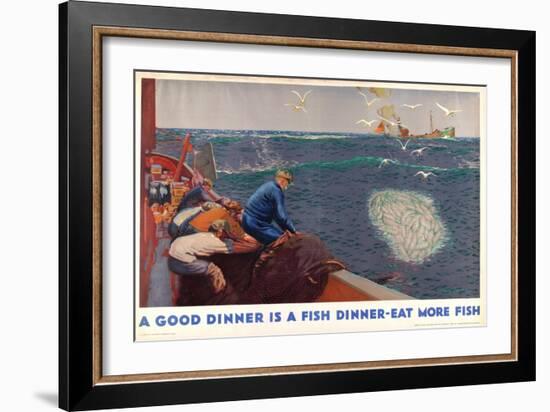 A Good Dinner Is a Fish Dinner - Eat More Fish, from the Series 'Caught by British Fishermen'-Charles Pears-Framed Giclee Print