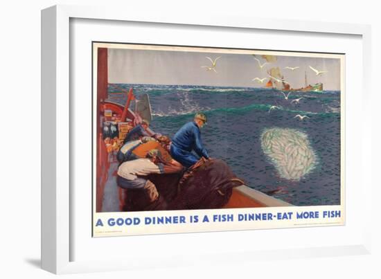 A Good Dinner Is a Fish Dinner - Eat More Fish, from the Series 'Caught by British Fishermen'-Charles Pears-Framed Giclee Print