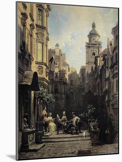 A Good Gossip-Carl Spitzweg-Mounted Giclee Print