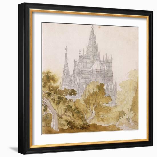 A Gothic Cathederal near Bauman-Karl Friedrich Schinkel-Framed Giclee Print