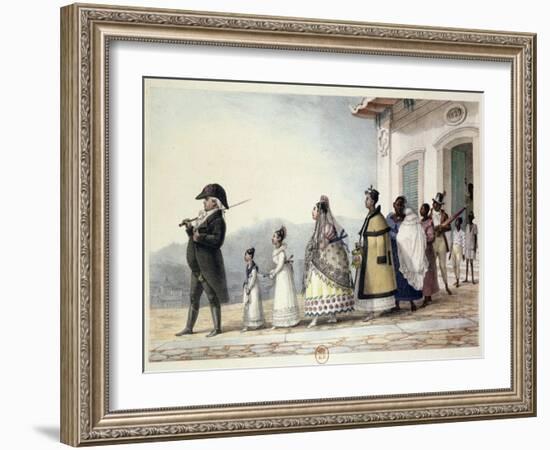 A Government Employee Leaving Home with His Family and Servants-Jean Baptiste Debret-Framed Giclee Print