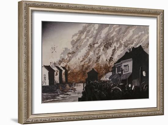 A Great Fire on the Night of February 11, 1881-Kobayashi Kiyochika-Framed Giclee Print