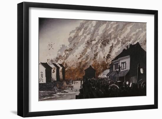 A Great Fire on the Night of February 11, 1881-Kobayashi Kiyochika-Framed Giclee Print