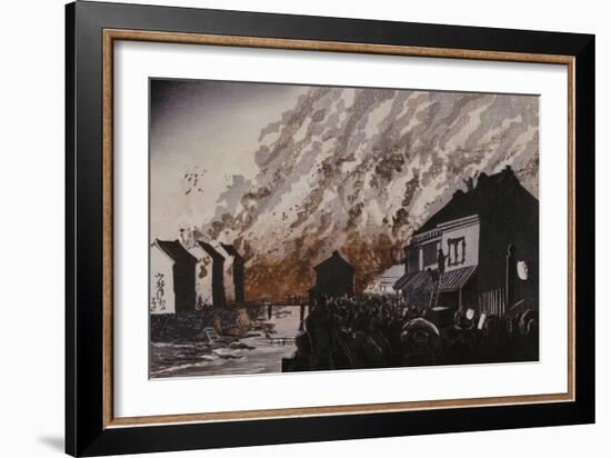 A Great Fire on the Night of February 11, 1881-Kobayashi Kiyochika-Framed Giclee Print