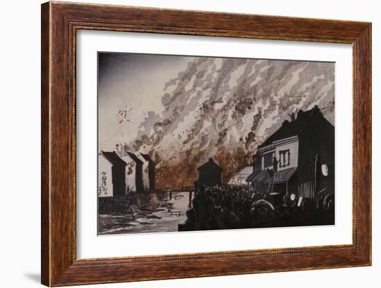 A Great Fire on the Night of February 11, 1881-Kobayashi Kiyochika-Framed Giclee Print