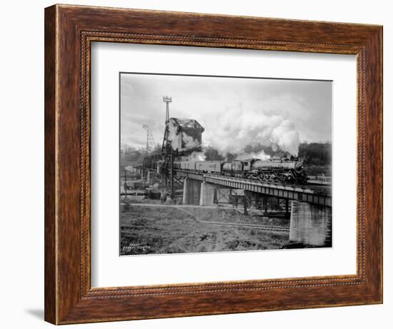 A Great Northern Railway Train on the G.N.R. Bridge across the Lake Washington Ship Canal in Ballar-Ashael Curtis-Framed Giclee Print