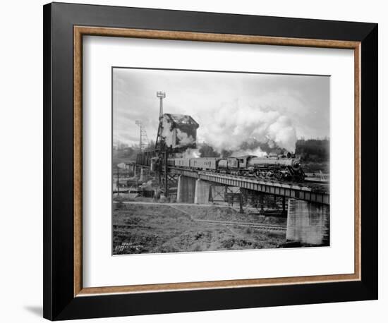 A Great Northern Railway Train on the G.N.R. Bridge across the Lake Washington Ship Canal in Ballar-Ashael Curtis-Framed Giclee Print