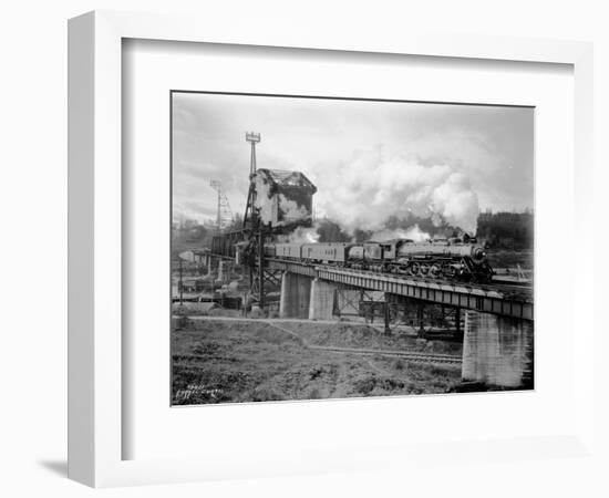 A Great Northern Railway Train on the G.N.R. Bridge across the Lake Washington Ship Canal in Ballar-Ashael Curtis-Framed Giclee Print