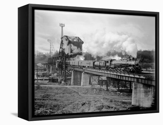 A Great Northern Railway Train on the G.N.R. Bridge across the Lake Washington Ship Canal in Ballar-Ashael Curtis-Framed Premier Image Canvas