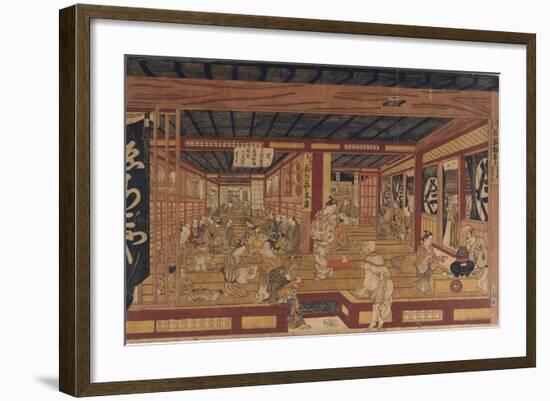 A Great Perspective Print of the Echigoya Draper's Shop at Surugacho-Okumura Masanobu-Framed Giclee Print