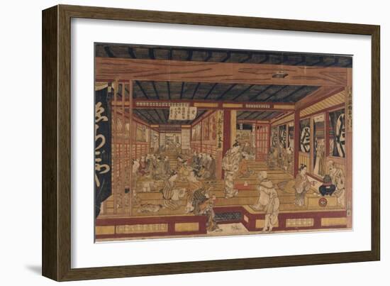 A Great Perspective Print of the Echigoya Draper's Shop at Surugacho-Okumura Masanobu-Framed Giclee Print