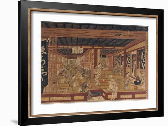 A Great Perspective Print of the Echigoya Draper's Shop at Surugacho-Okumura Masanobu-Framed Giclee Print