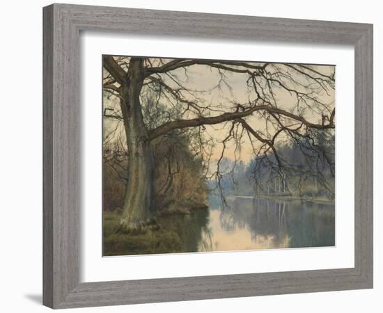 A Great Tree on a Riverbank, 1892 (Pencil, Pen and Black Ink and W/C on Paper)-William Fraser Garden-Framed Giclee Print