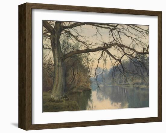 A Great Tree on a Riverbank, 1892 (Pencil, Pen and Black Ink and W/C on Paper)-William Fraser Garden-Framed Giclee Print