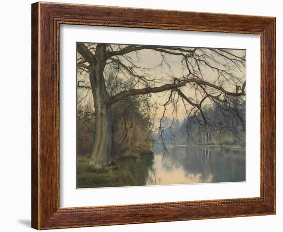 A Great Tree on a Riverbank, 1892 (Pencil, Pen and Black Ink and W/C on Paper)-William Fraser Garden-Framed Giclee Print