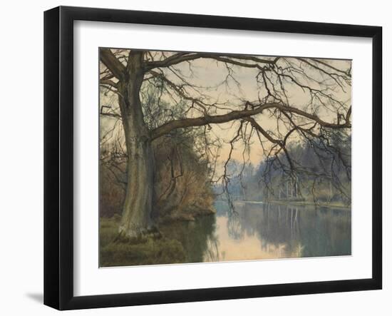 A Great Tree on a Riverbank, 1892 (Pencil, Pen and Black Ink and W/C on Paper)-William Fraser Garden-Framed Giclee Print