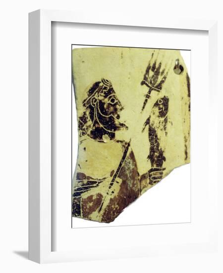 A Greek pottery fragment with the image of Poseidon. Artist: Unknown-Unknown-Framed Giclee Print