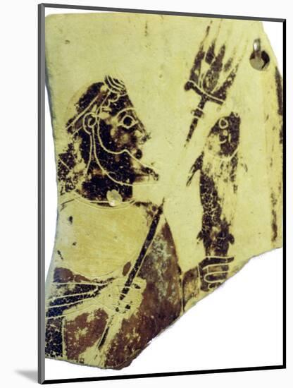 A Greek pottery fragment with the image of Poseidon. Artist: Unknown-Unknown-Mounted Giclee Print