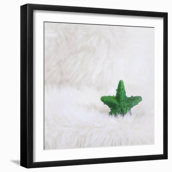 A Green Christmassy Star on Fleecy Ground-Petra Daisenberger-Framed Photographic Print