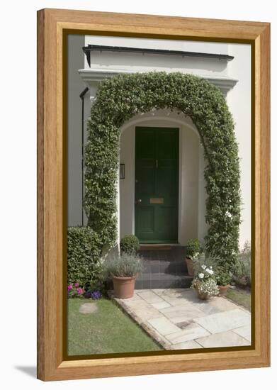 A Green Front Door of a Residential House-Natalie Tepper-Framed Stretched Canvas