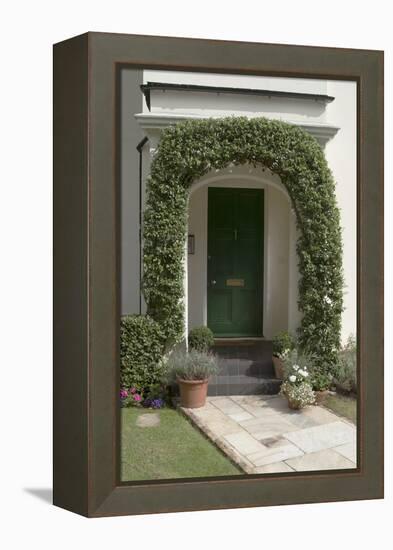 A Green Front Door of a Residential House-Natalie Tepper-Framed Stretched Canvas