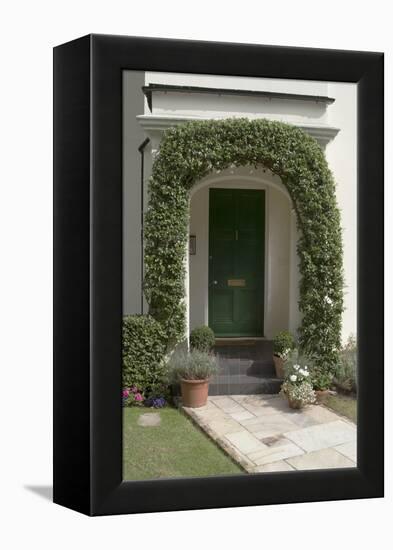 A Green Front Door of a Residential House-Natalie Tepper-Framed Stretched Canvas