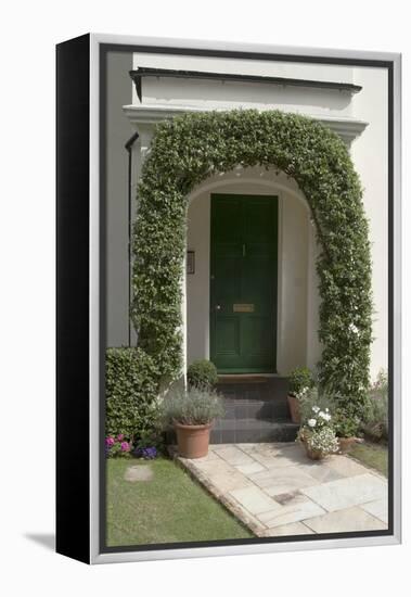 A Green Front Door of a Residential House-Natalie Tepper-Framed Stretched Canvas