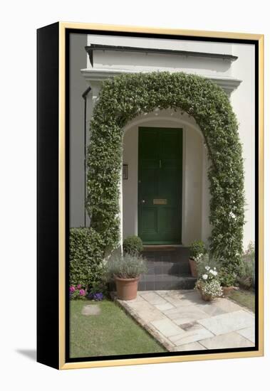 A Green Front Door of a Residential House-Natalie Tepper-Framed Stretched Canvas