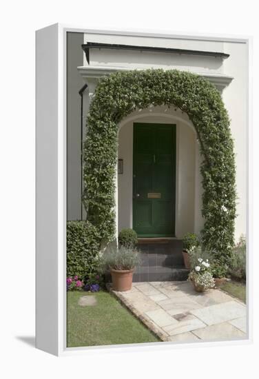 A Green Front Door of a Residential House-Natalie Tepper-Framed Stretched Canvas