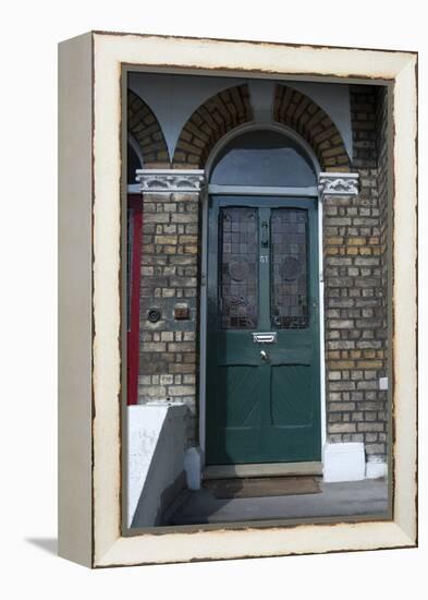 A Green Glass Front Door of a Residential House-Natalie Tepper-Framed Stretched Canvas