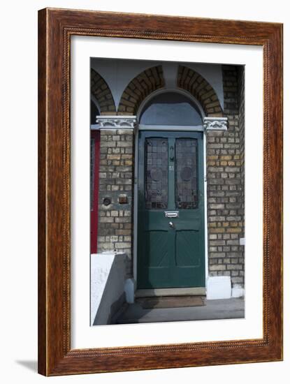A Green Glass Front Door of a Residential House-Natalie Tepper-Framed Photo