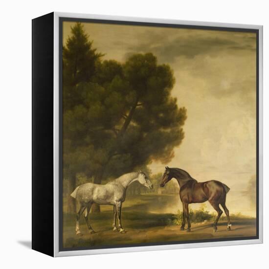 A Grey and a Bay in a Landscape-George Stubbs-Framed Premier Image Canvas