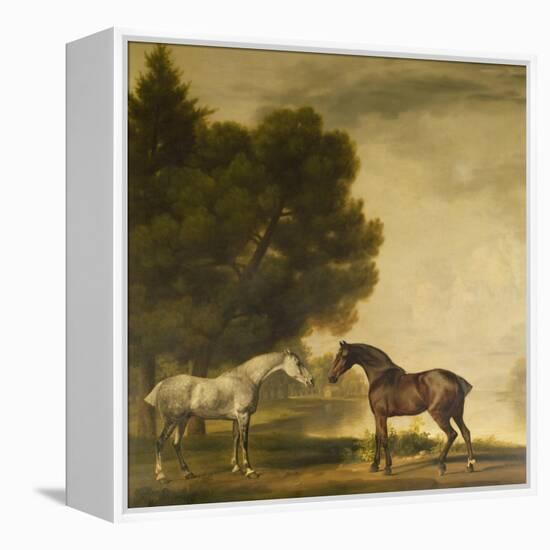 A Grey and a Bay in a Landscape-George Stubbs-Framed Premier Image Canvas