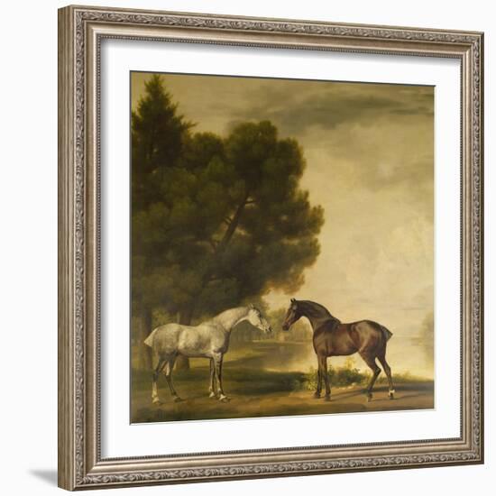 A Grey and a Bay in a Landscape-George Stubbs-Framed Giclee Print