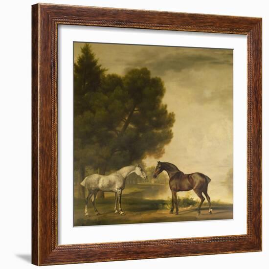 A Grey and a Bay in a Landscape-George Stubbs-Framed Giclee Print