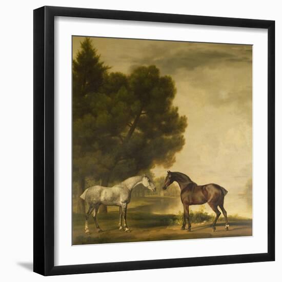 A Grey and a Bay in a Landscape-George Stubbs-Framed Giclee Print