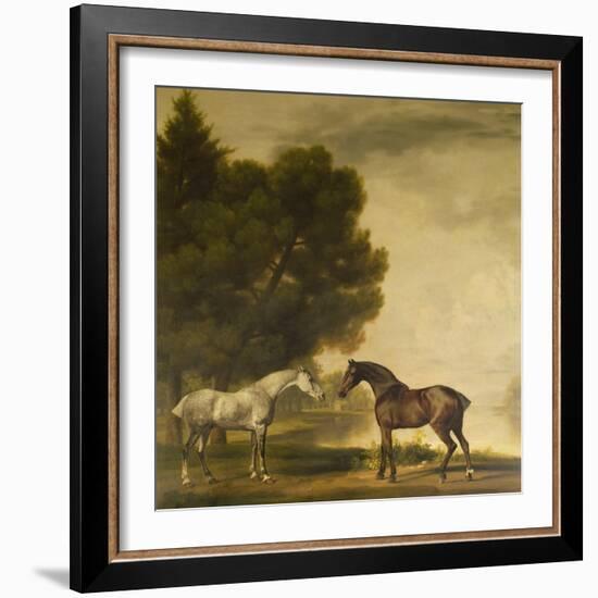 A Grey and a Bay in a Landscape-George Stubbs-Framed Giclee Print