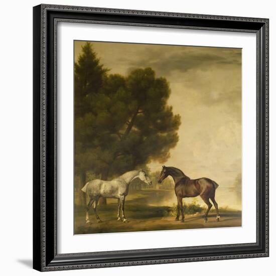 A Grey and a Bay in a Landscape-George Stubbs-Framed Giclee Print