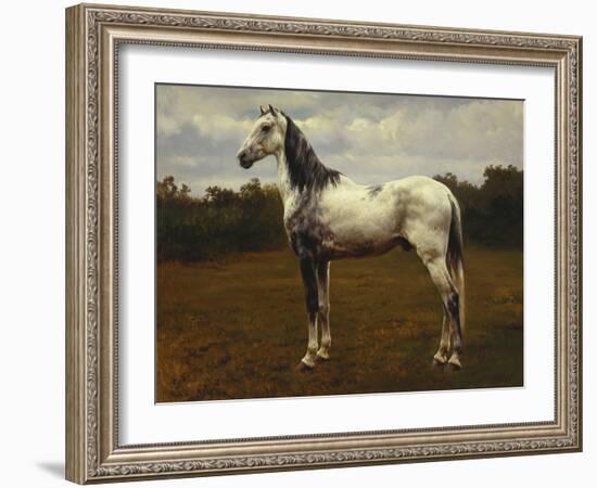 A Grey Camarguen Stallion in a Clearing-Rosa Bonheur-Framed Giclee Print