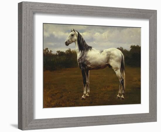 A Grey Camarguen Stallion in a Clearing-Rosa Bonheur-Framed Giclee Print