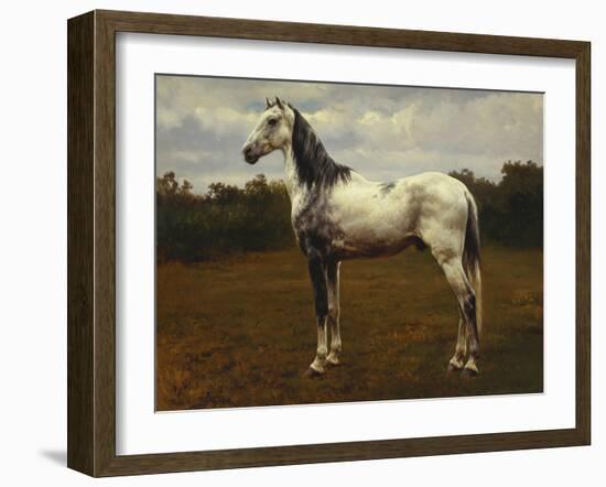 A Grey Camarguen Stallion in a Clearing-Rosa Bonheur-Framed Giclee Print