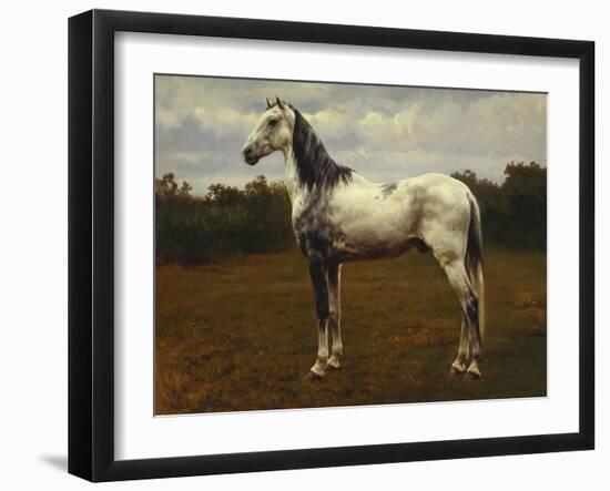 A Grey Camarguen Stallion in a Clearing-Rosa Bonheur-Framed Giclee Print