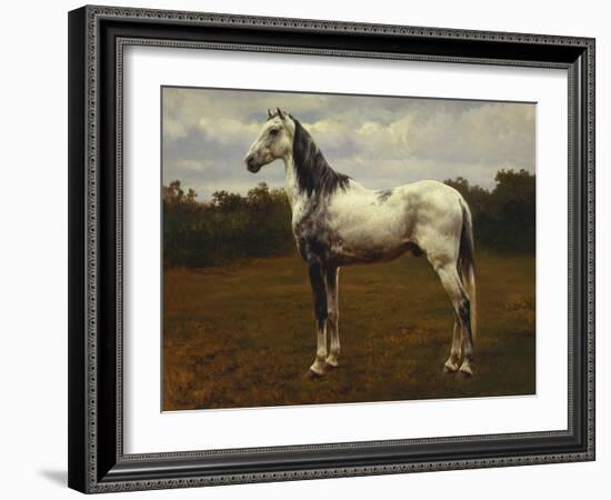 A Grey Camarguen Stallion in a Clearing-Rosa Bonheur-Framed Giclee Print